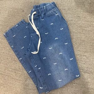 Denim Pants with White Butterflies